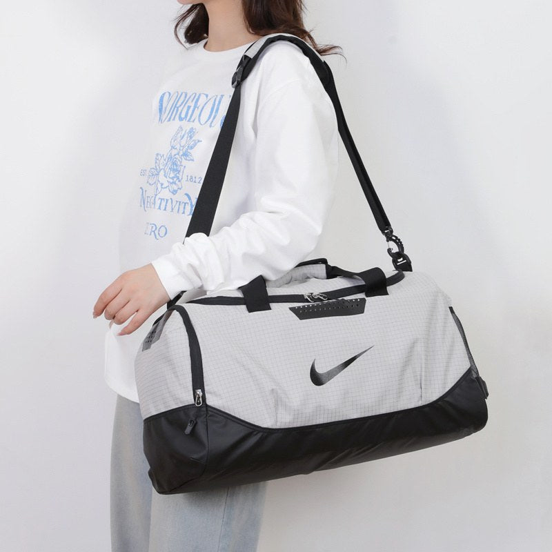 Grid Pattern Travel Duffel Bag