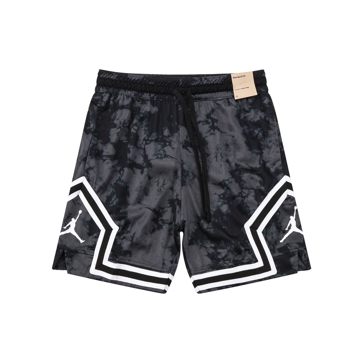 NBA Basketball Shorts – Black Tie-Dye Diamond Mesh Design