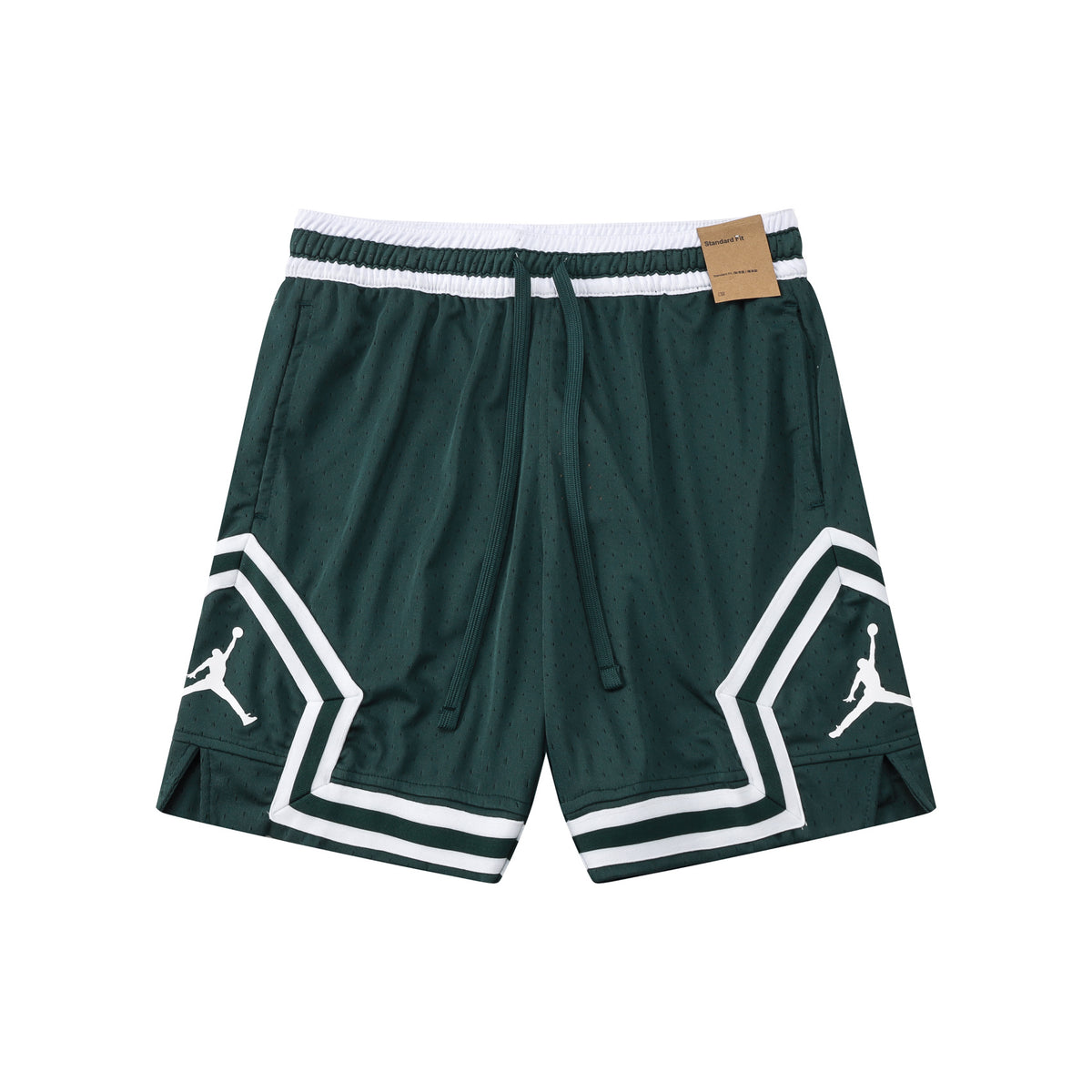 NBA Basketball Shorts – Green & White Diamond Mesh Design
