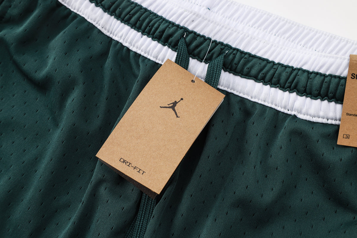 NBA Basketball Shorts – Green & White Diamond Mesh Design