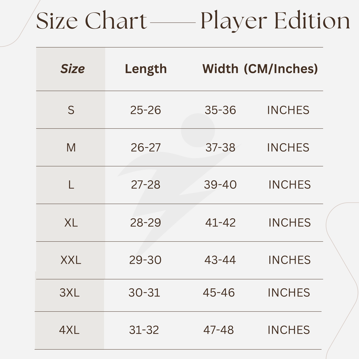 Football jersey size chart | BYSPORTS