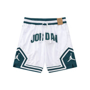 NBA Basketball Shorts – White & Teal Diamond Mesh Design
