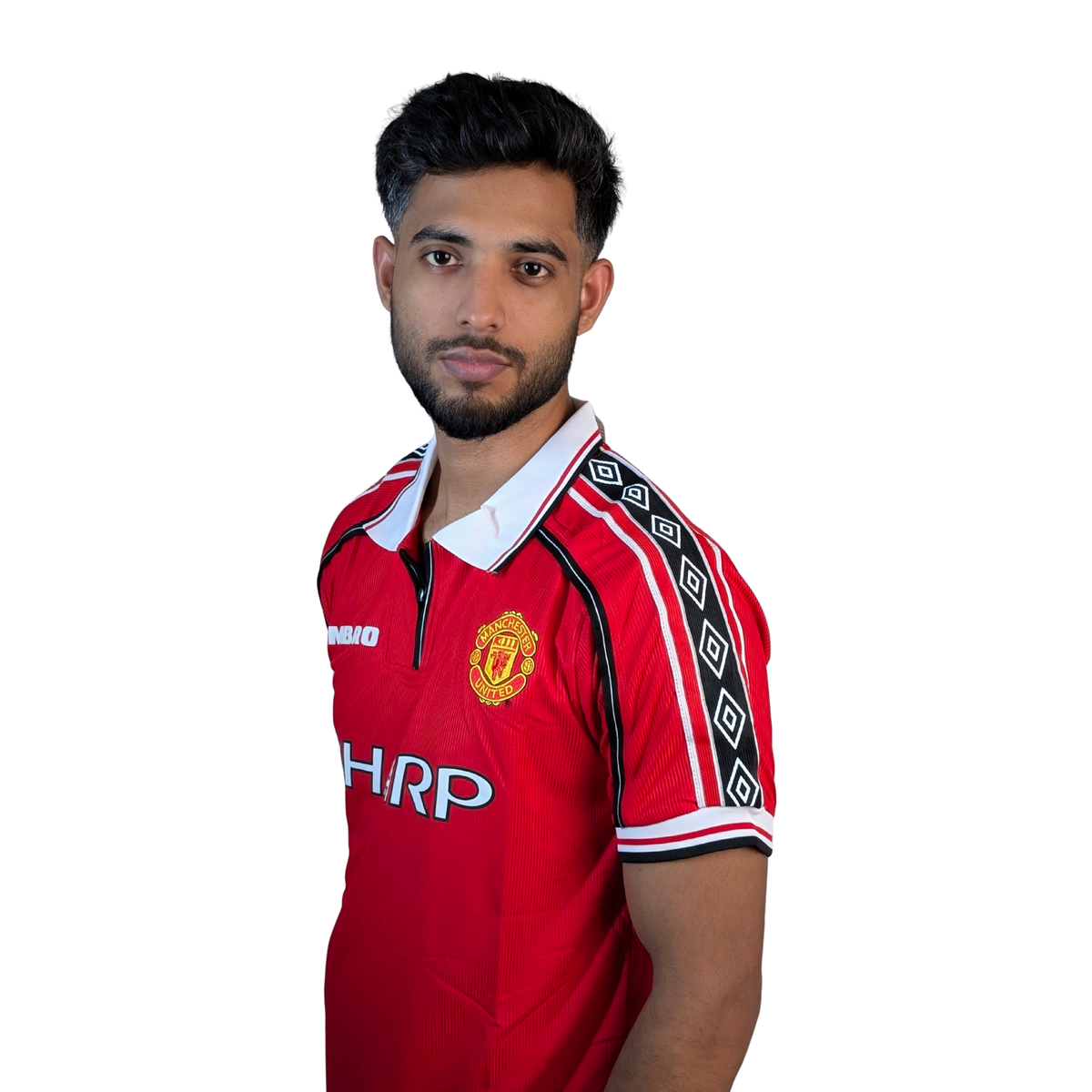 Manchester United 1998 Retro Jersey, worn by model 2 | BYSPORTS