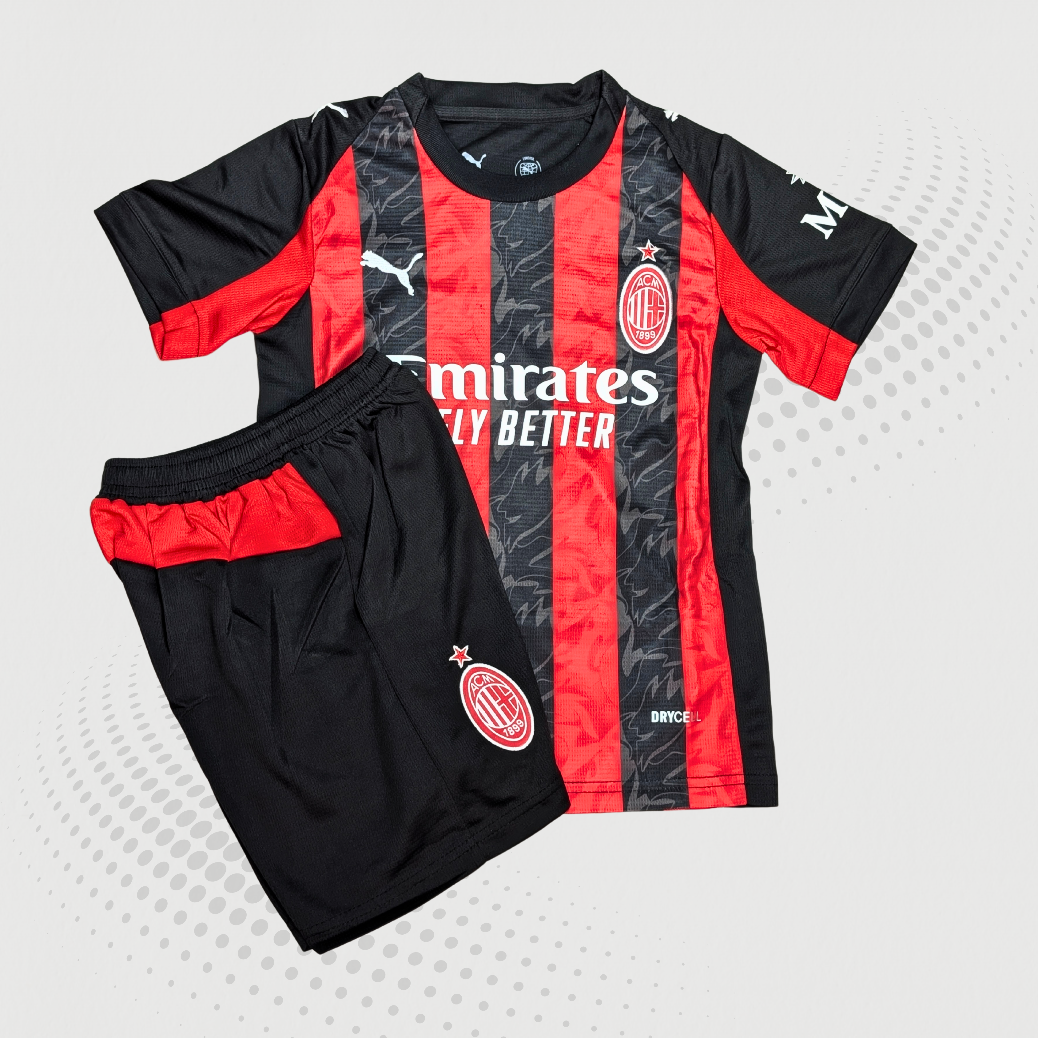 AC Milan 2025-26 Home Kid’s Jersey With Shorts