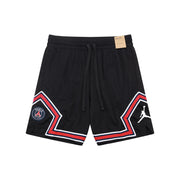 Football Club Shorts – Black, Red & Navy Diamond Mesh Design