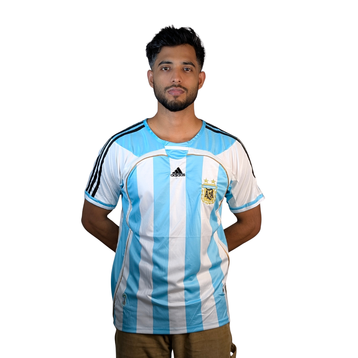 Argentina 2006 World Cup Home Retro Jersey, worn by model 2 | BYSPORTS