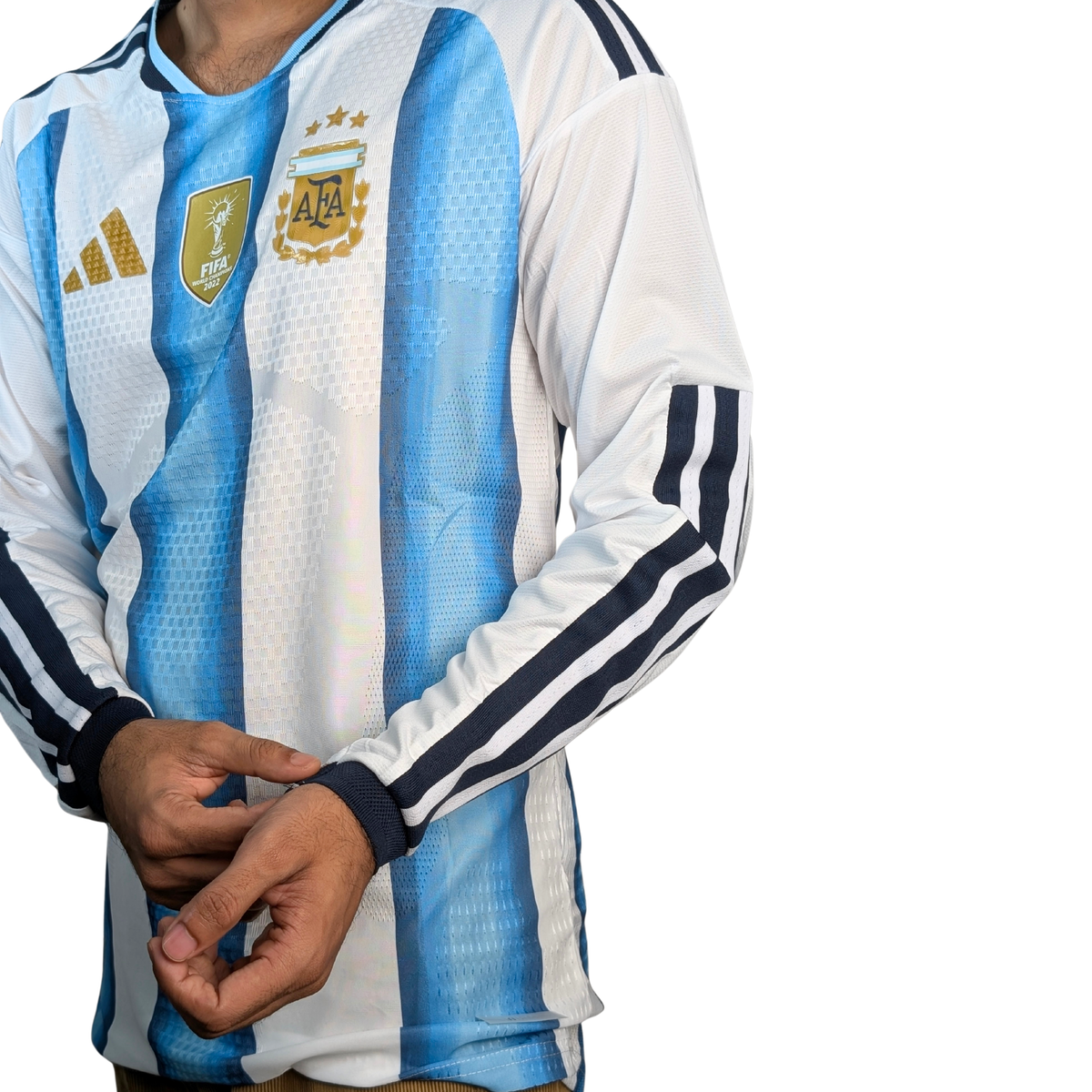 Argentina 2026 World Cup Home Jersey — Player Edition (Full Sleeve), worn by model 3 | BYSPORTS