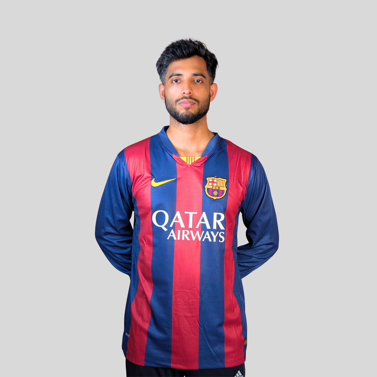 FC Barcelona 2014/15 Home Retro Jersey (Full Sleeve), worn by model 4 | BYSPORTS