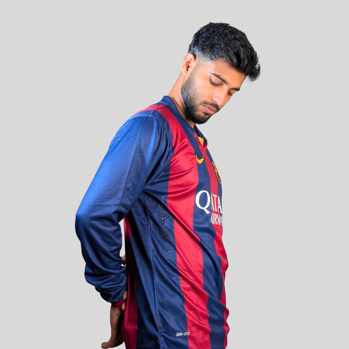 FC Barcelona 2014/15 Home Retro Jersey (Full Sleeve), worn by model 3 | BYSPORTS
