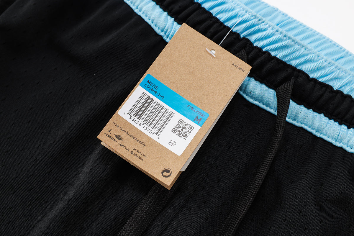 NBA Basketball Shorts – Black & Sky Blue Diamond Mesh Design