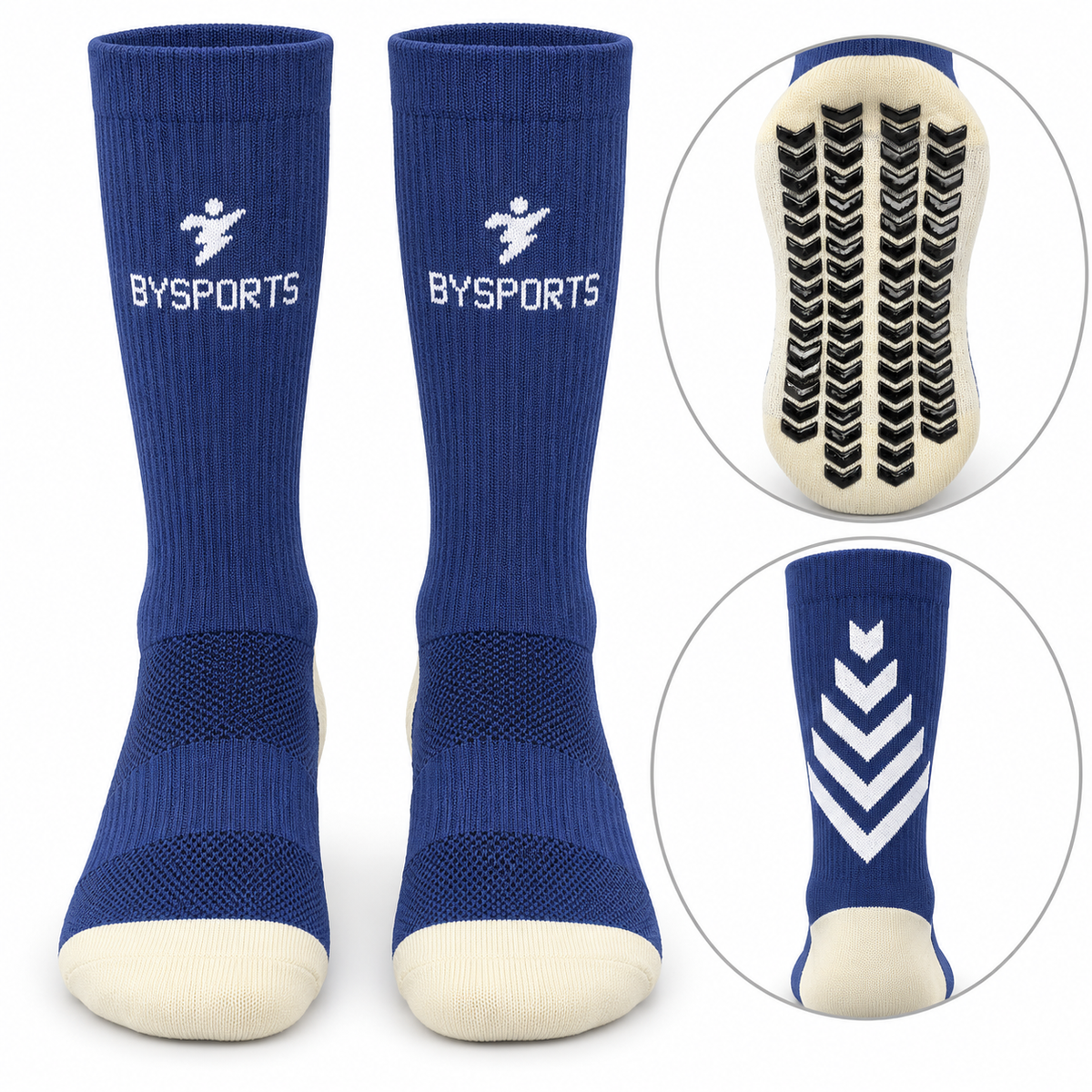 Imported Premium Grip Socks (Navy Blue & White)