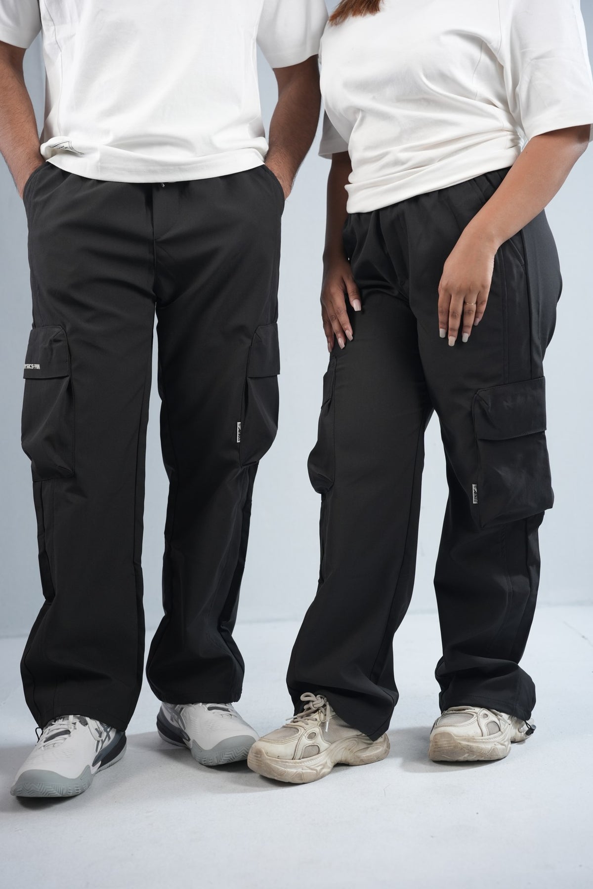 Premium Cargo Pant For Men & Women – Black, worn by male and female models 6 | BYSPORTS