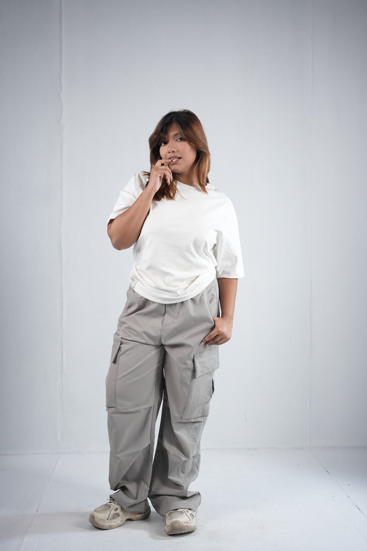 Premium Cargo Pant For Men & Women – Stone Grey, worn by model 4 | BYSPORTS