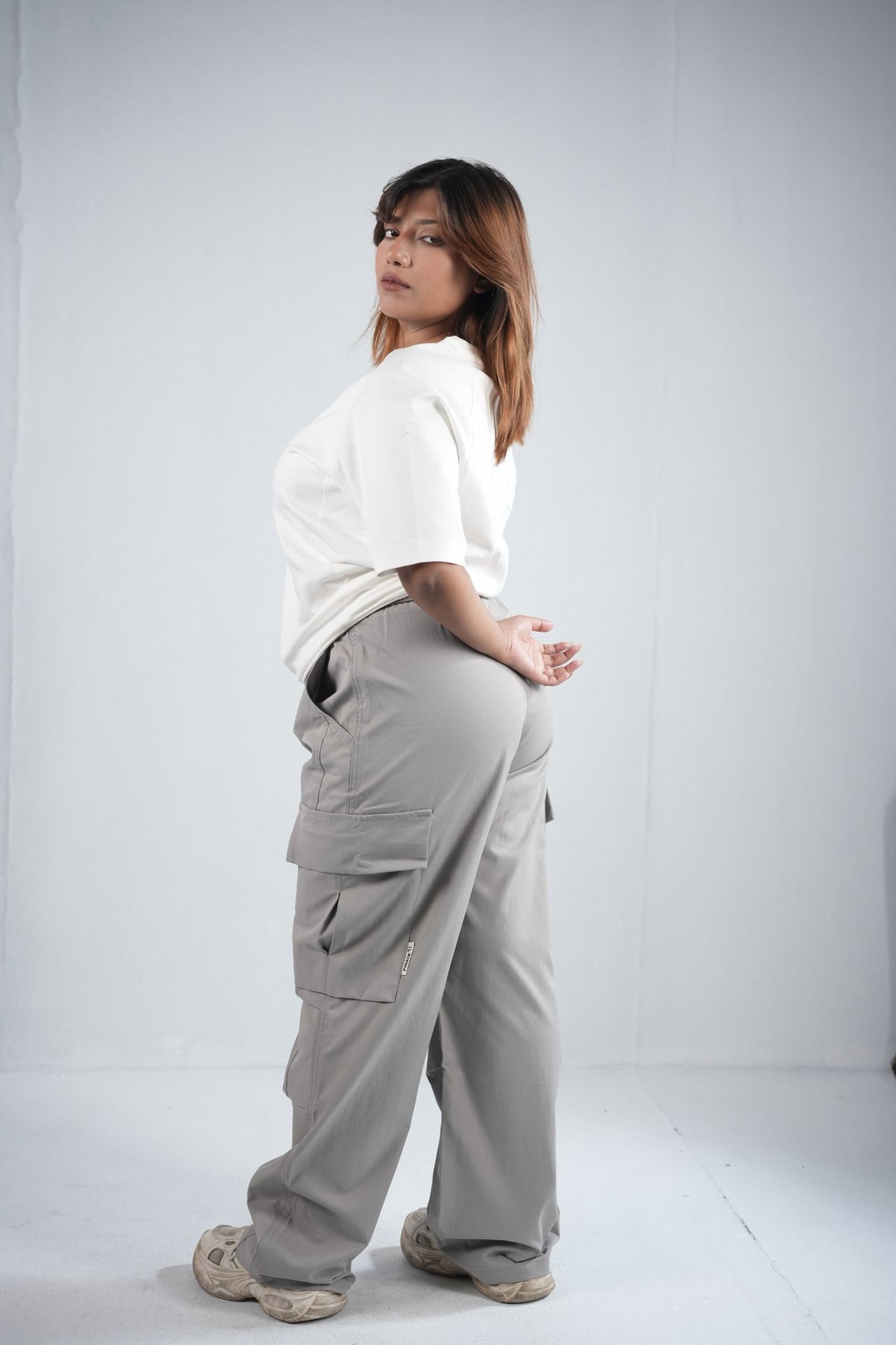 Premium Cargo Pant For Men & Women – Stone Grey, worn by model 5 | BYSPORTS