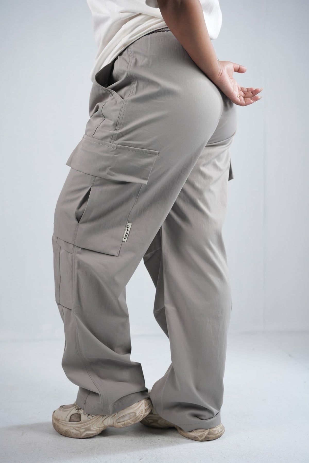 Premium Cargo Pant For Men & Women – Stone Grey, worn by model 6 | BYSPORTS