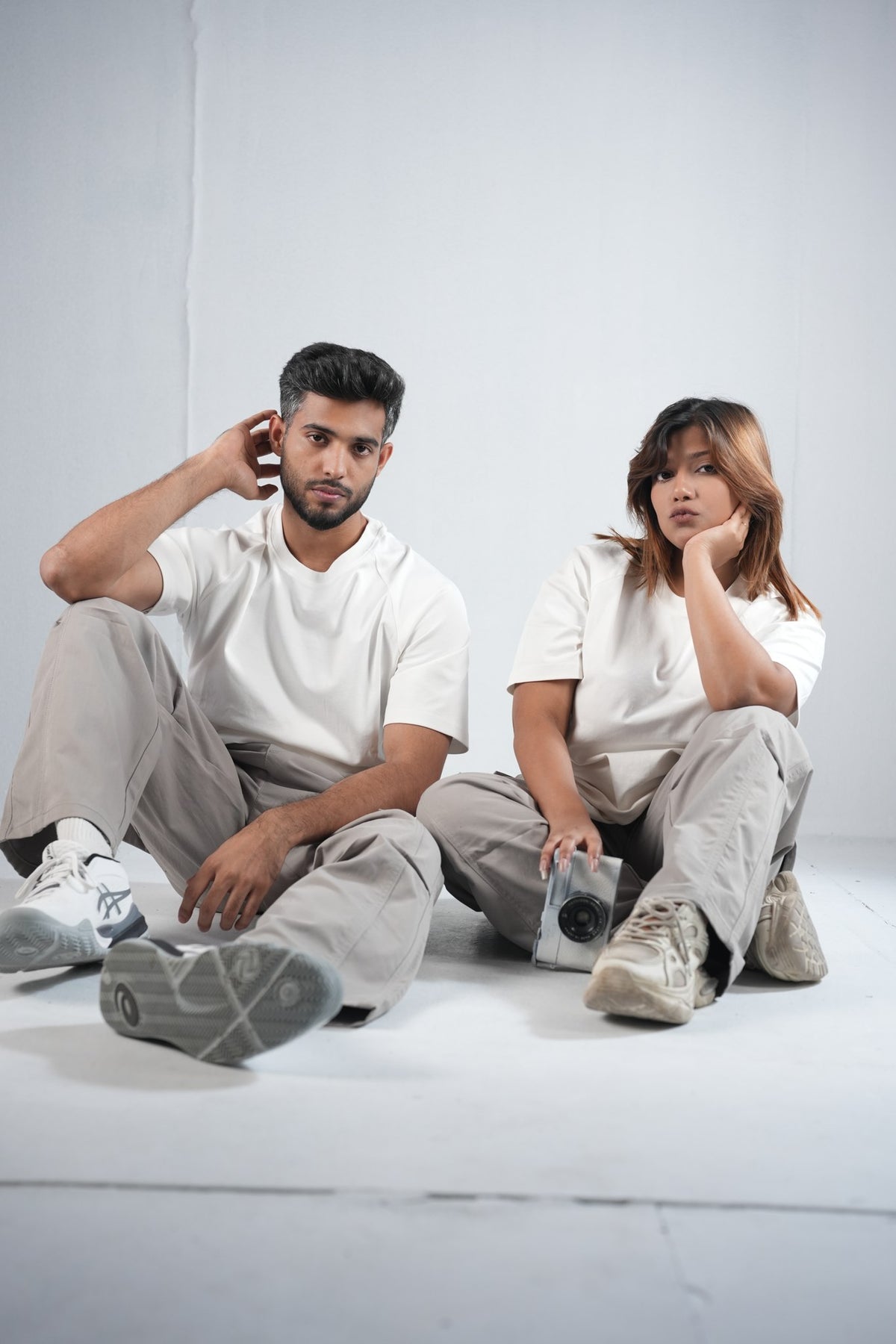 Premium Cargo Pant For Men & Women – Stone Grey, worn by male and female models 6 | BYSPORTS