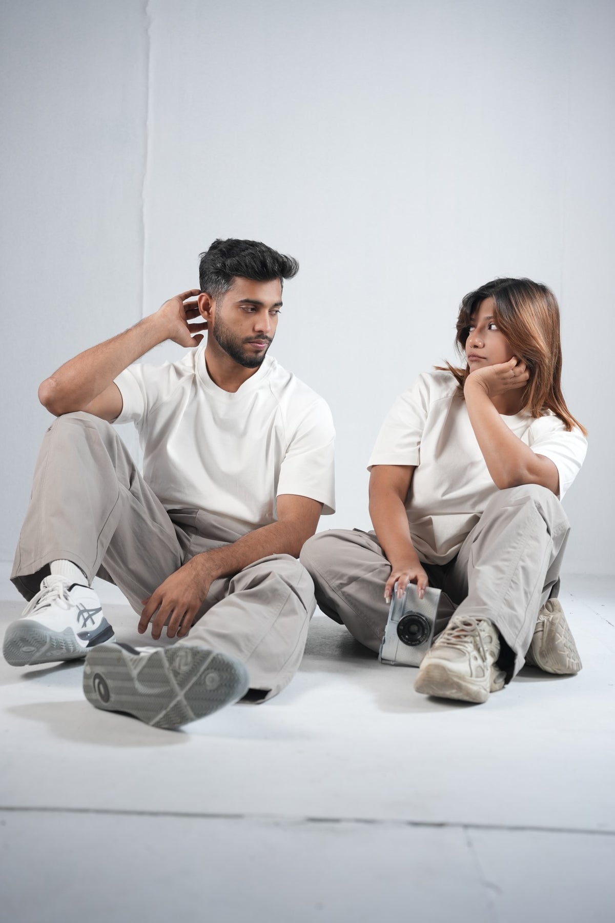Premium Cargo Pant For Men & Women – Stone Grey, worn by male and female models 7 | BYSPORTS