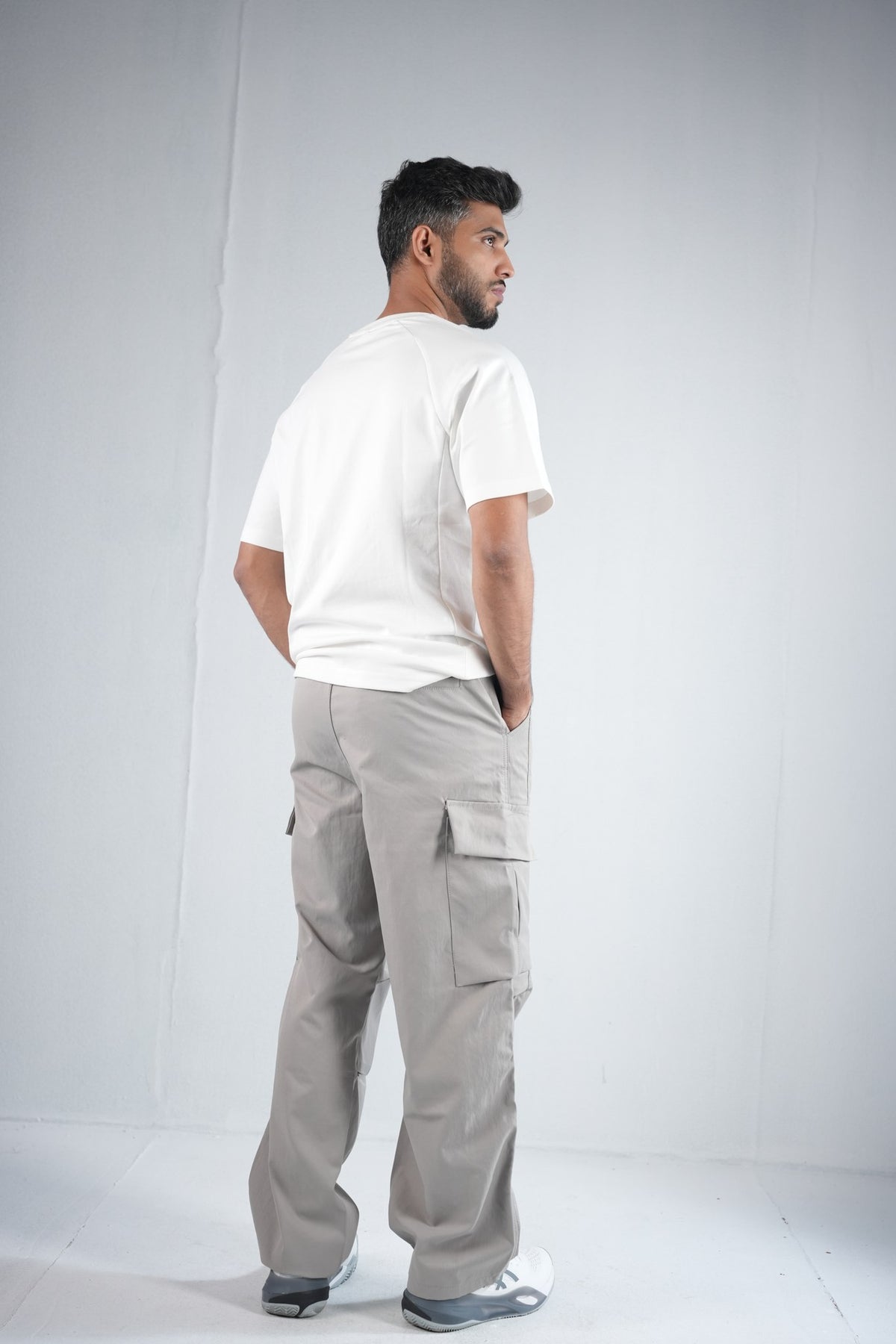 Premium Cargo Pant For Men & Women – Stone Grey, worn by model 8 | BYSPORTS