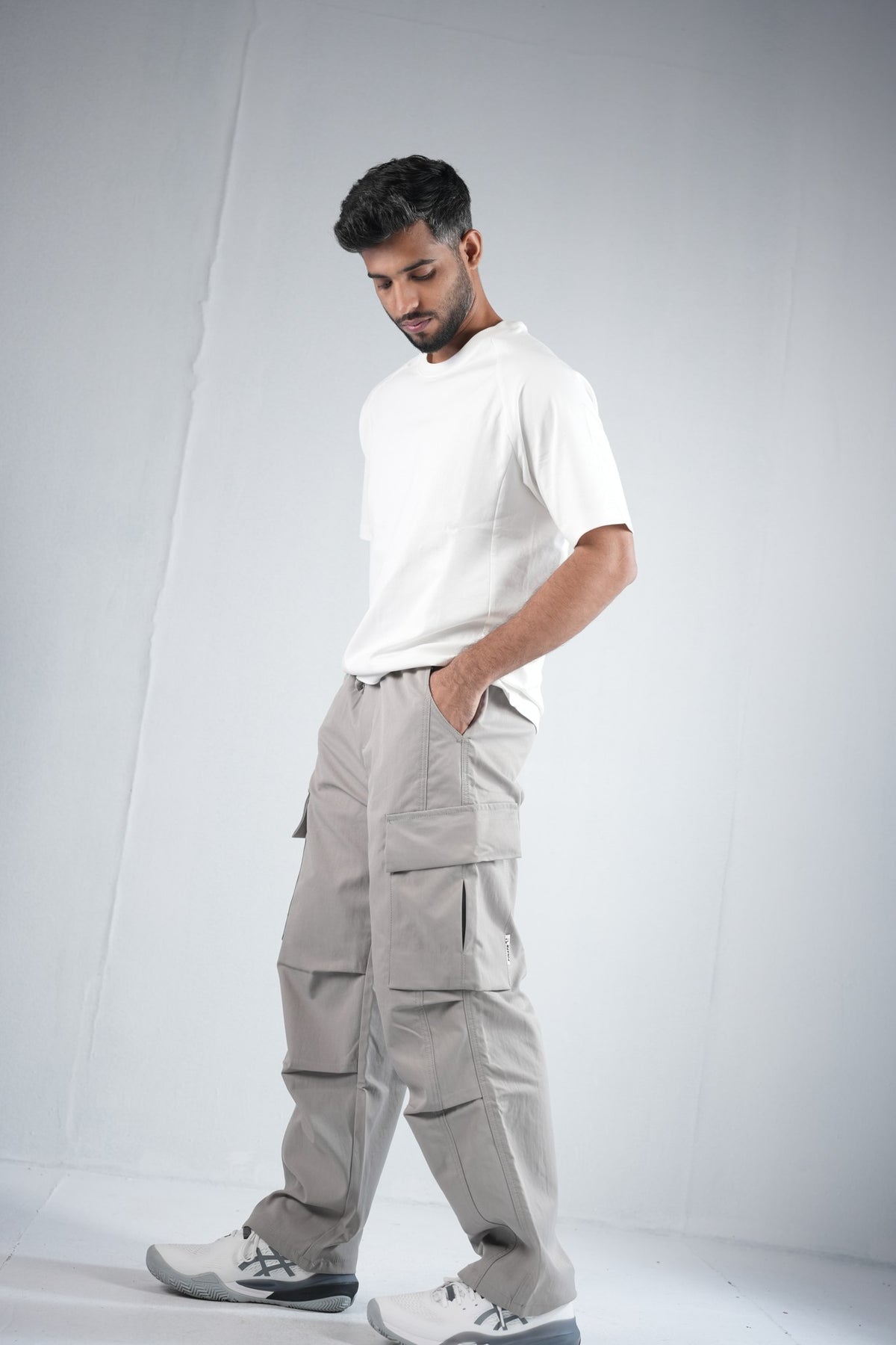 Premium Cargo Pant For Men & Women – Stone Grey, worn by model 9 | BYSPORTS