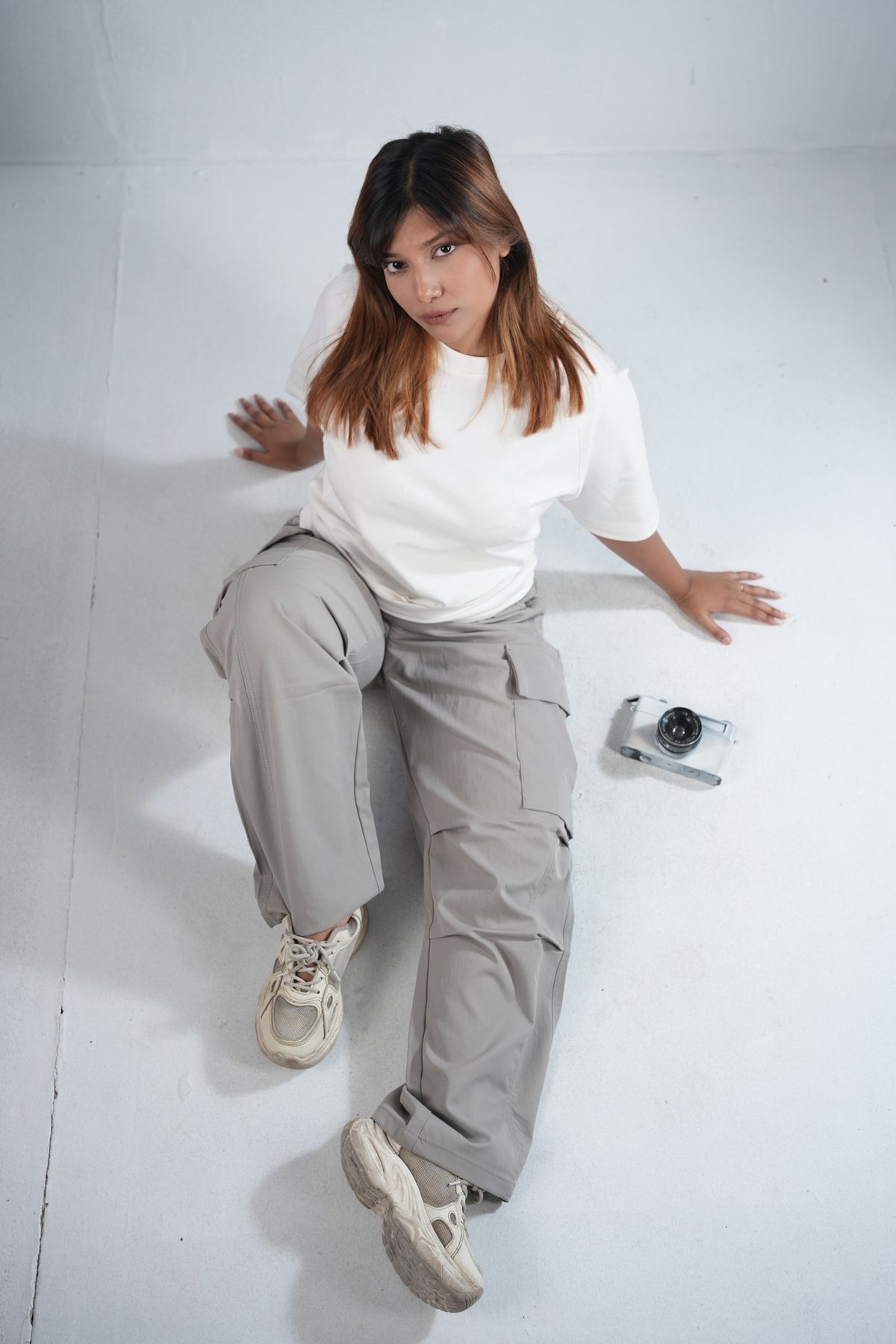 Premium Cargo Pant For Men & Women – Stone Grey, lifestyle shot on model 7 | BYSPORTS