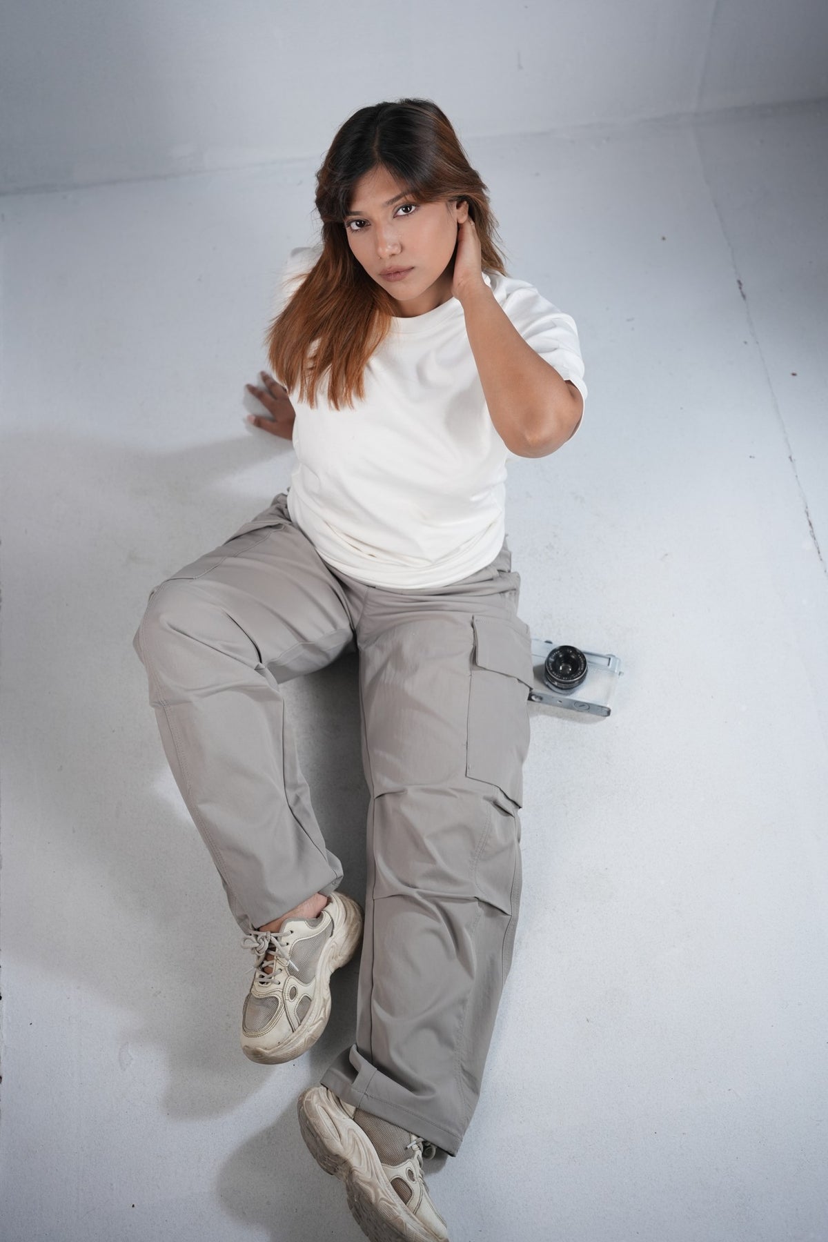 Premium Cargo Pant For Men & Women – Stone Grey, worn by model 10 | BYSPORTS