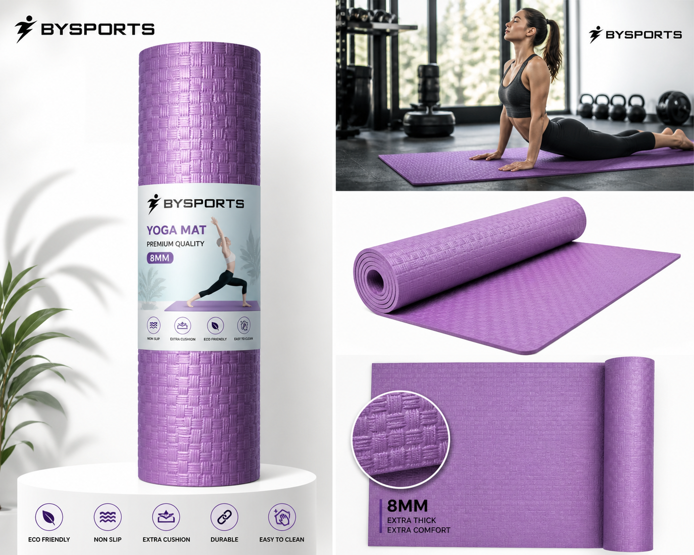 Yoga Mat – Premium Quality Rubber | Anti-Slip Fitness Mat for Gym & Yoga
