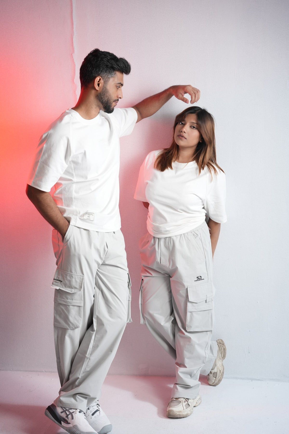 Premium Multi-Pocket Cargo Pant For Men & Women – Light Grey, lifestyle shot on model | BYSPORTS