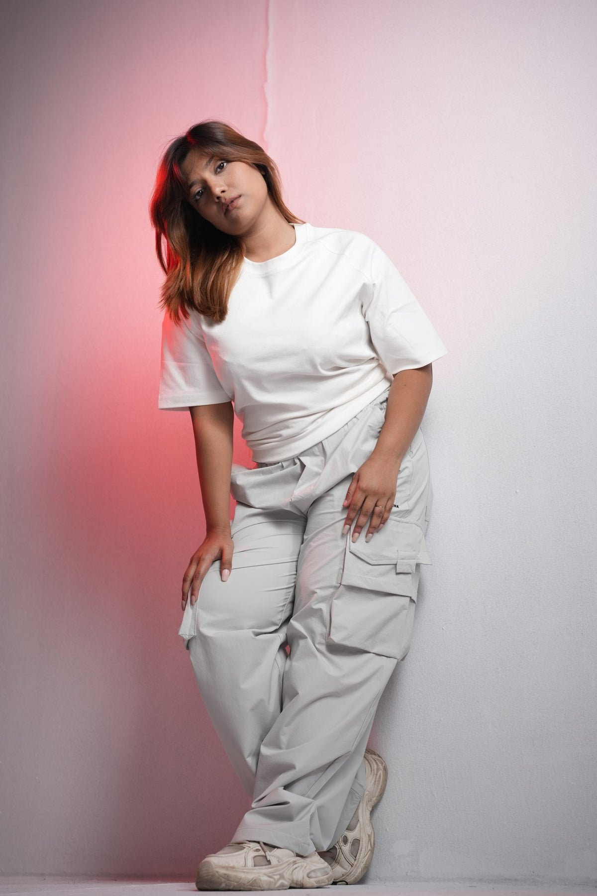 Premium Multi-Pocket Cargo Pant For Men & Women – Light Grey, lifestyle shot on model 8 | BYSPORTS